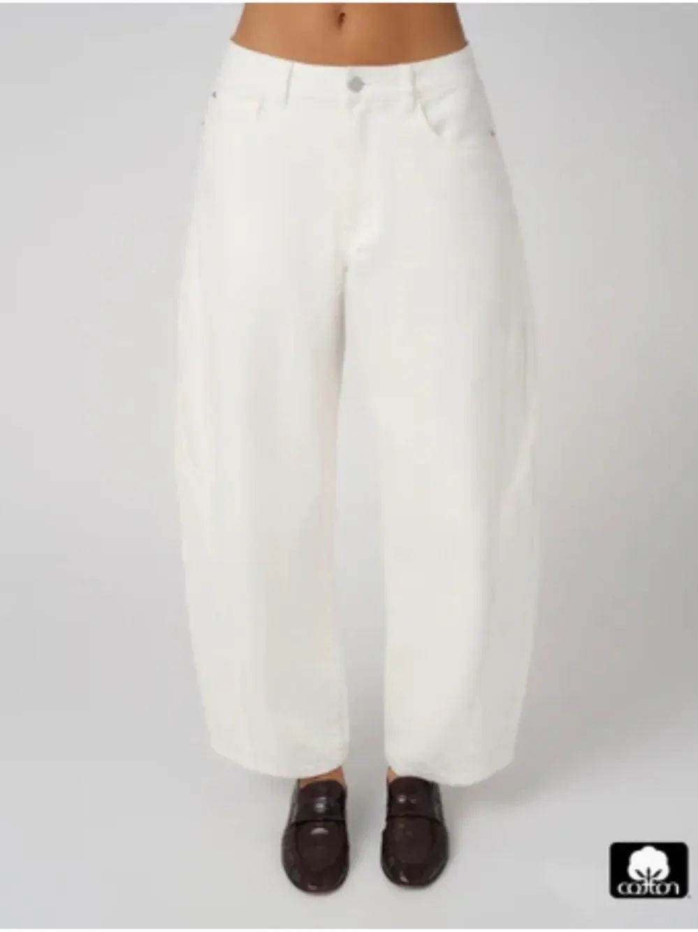 Maeve Anthropologie Off White Jeans Denim Barrel leg Mid Rise Cotton Sz 12